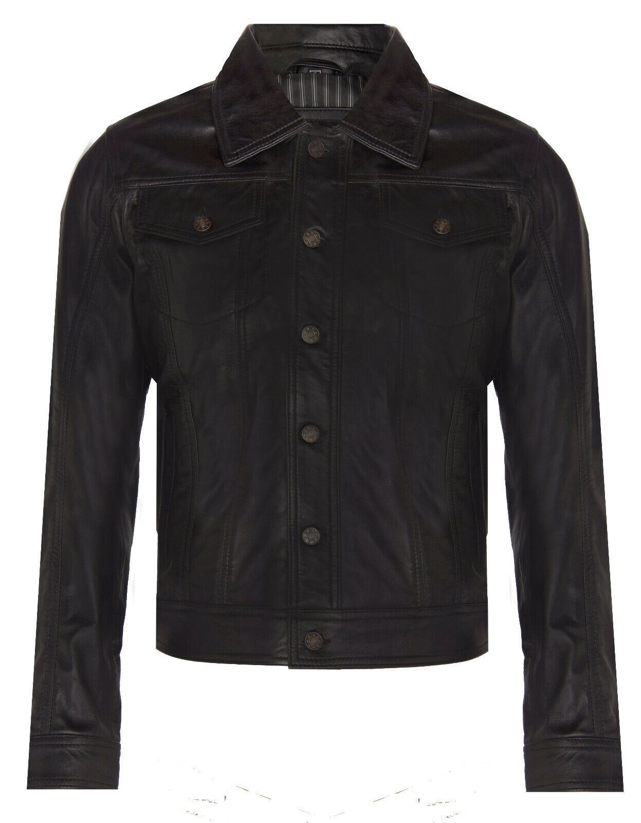 Men’s Retro Leather Trucker Jacket-Constantine