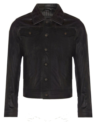 Men’s Retro Leather Trucker Jacket-Constantine