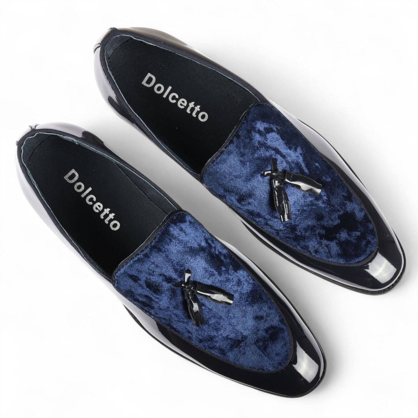 Men's Velvet Tassel Loafers Formal Patent Dress Shoes