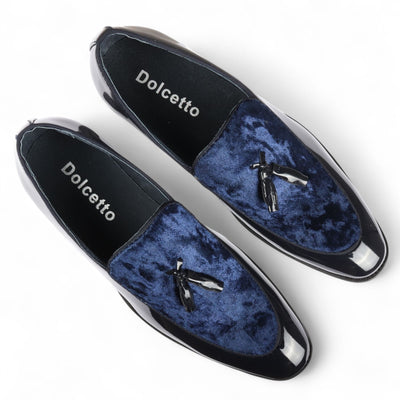 Men's Velvet Tassel Loafers Formal Patent Dress Shoes
