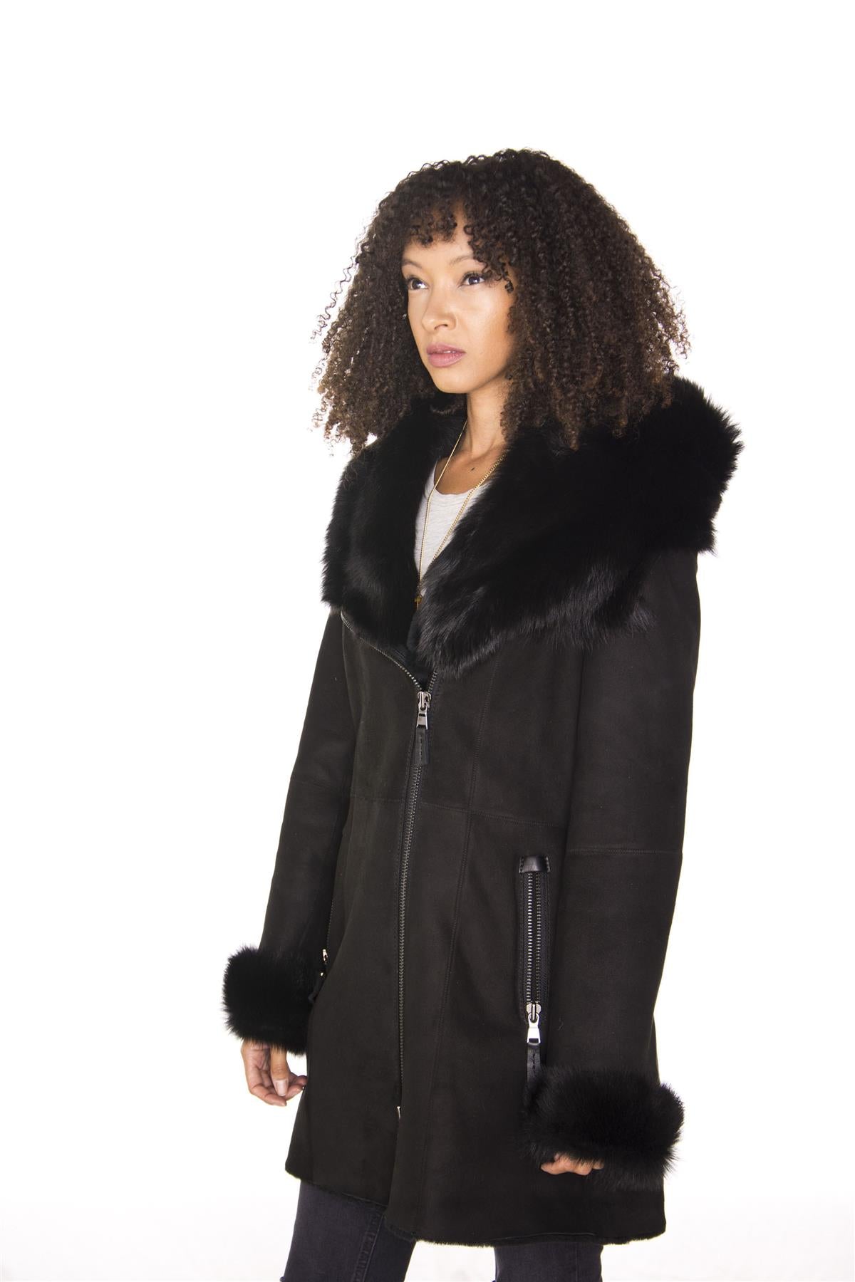 Ladies Suede Merino Sheepskin Coat-Samara