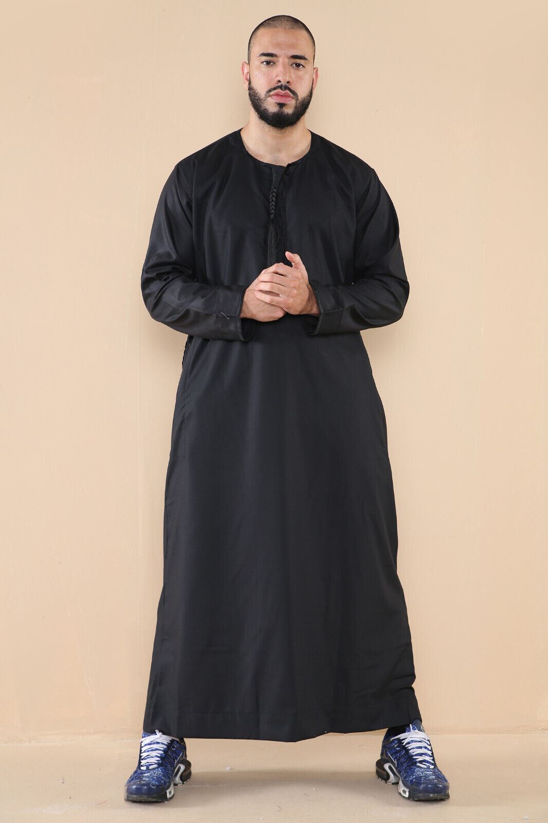 Mens Thobe Jubba Saudi Islamic Arab Eid Emirati Kaftan Jubbah Tassel Robe