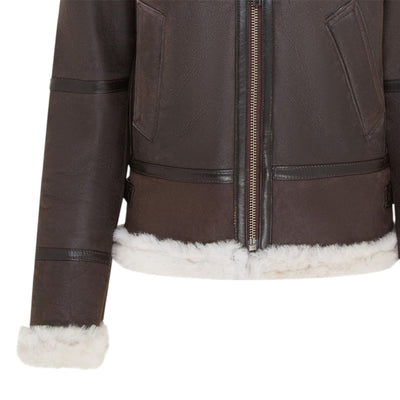 Womens Hooded Sheepskin Flying Leather Jacket-Palermo