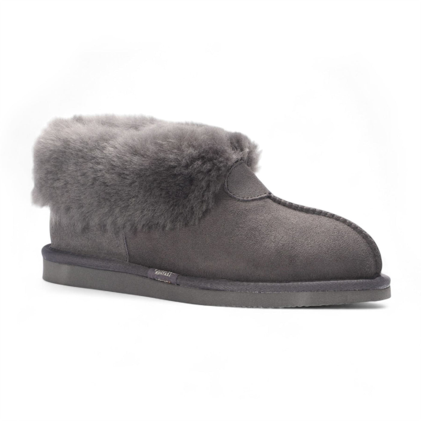 Women's Sheepskin Suede Ankle Grey Slip-On Bootie Winter - Glacier