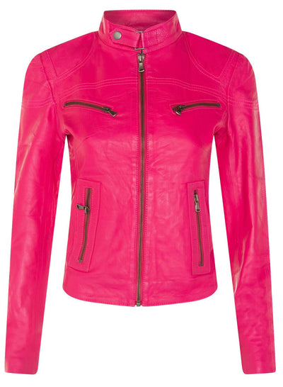 Lässige Slim-Fit Bikerjacke aus Leder für Damen – Tulsa