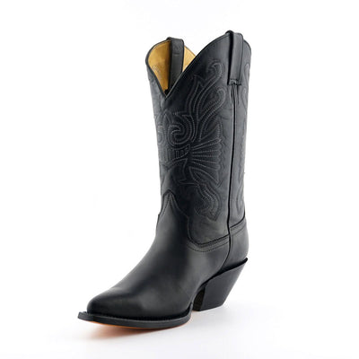 Grinders Black Leather Western Cowboy Boots-Buffalo