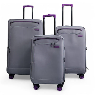 Lightweight Soft Shell 8 Wheels Luggage Travel Cabin Holiday Bags Suitcase Set