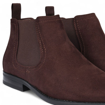 Men's Suede Chelsea Boots Real Leather Lined Slip-On