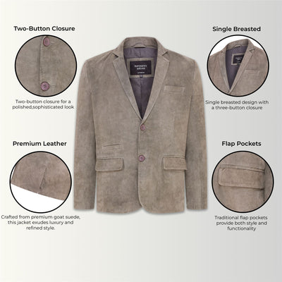 Mens Slim Goat Suede Italian Blazer Jacket-Somero