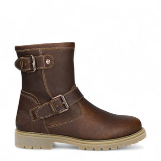 Panama Jack Women's Felina B33 Bark Waterproof Leather Buckle Ankle Boots