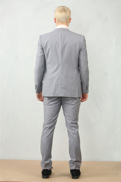 Men's Grey 3 Piece Formal Classic Prom Suit Workwear