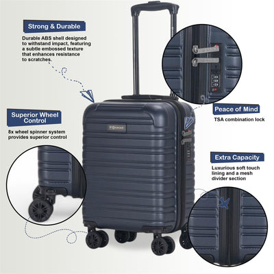 ABS Hardshell Underseat Cabin Suitcase 45 x 30 x 20 cm Luggage Suitable for Wizz Air