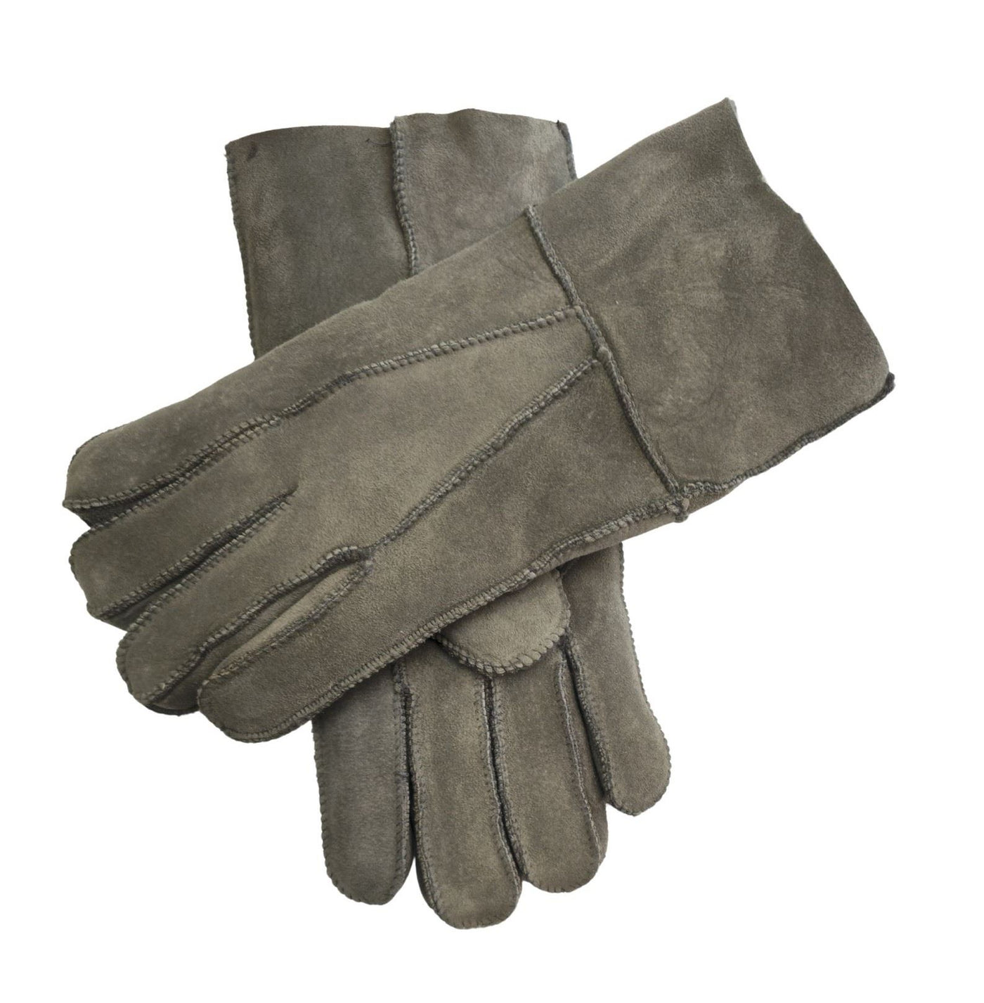 Unisex Sheepskin Suede Gloves with Roll Up/Down Cuff