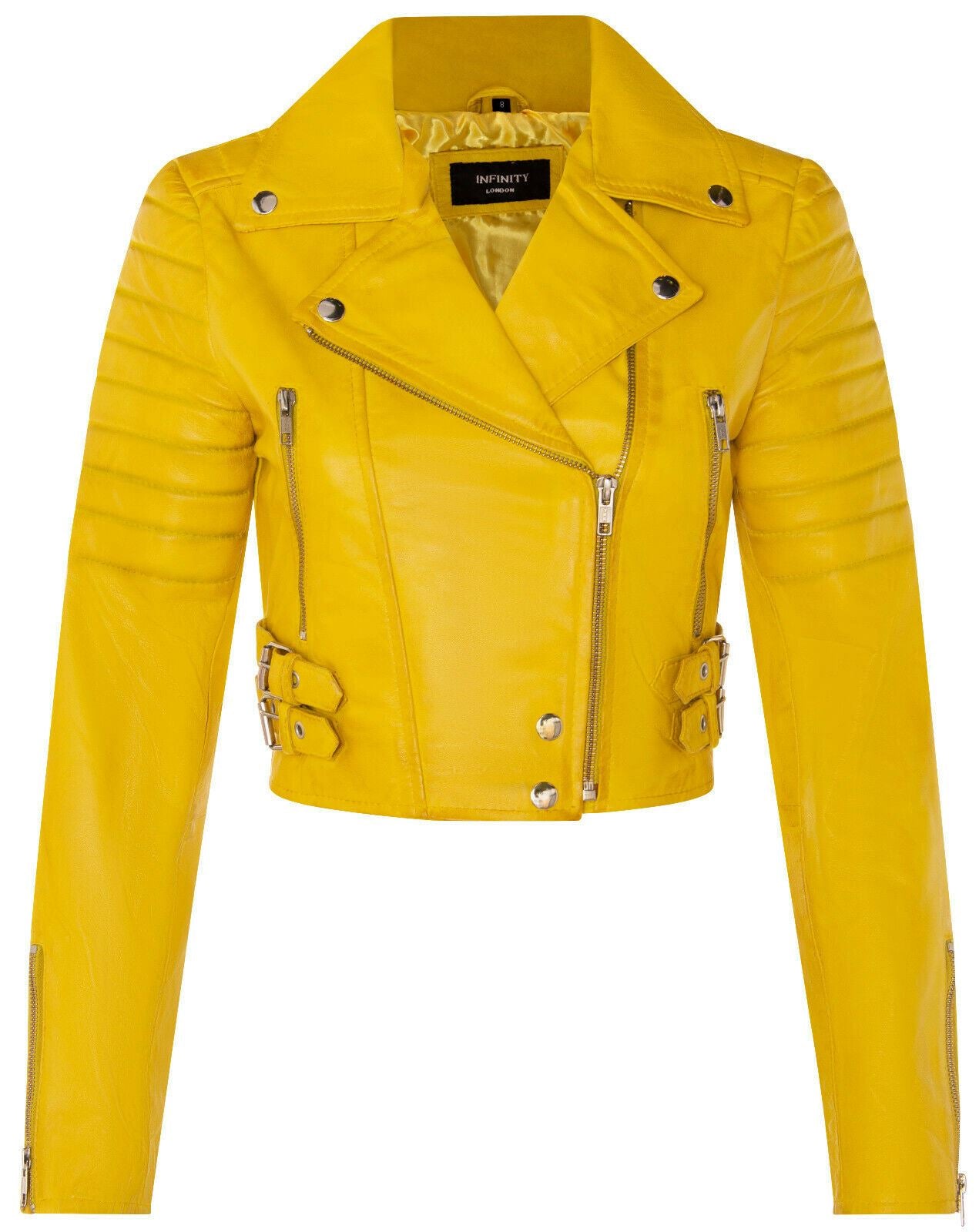 Giacca da motociclista in pelle corta Brando da donna - Damasco