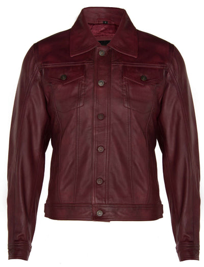 Men’s Retro Leather Trucker Jacket-Constantine