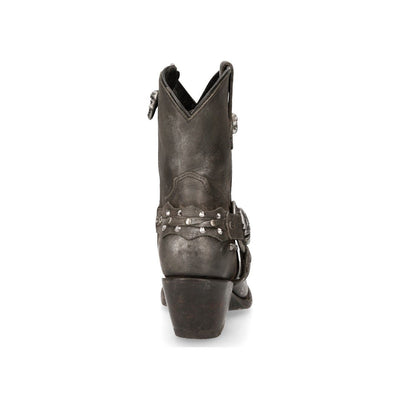 New Rock Black Leather Pointed Cowboy Boots- WSTM005-S1