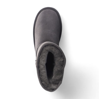 Women's Genuine Sheepskin Grey Suede Slip-On Ankle Winter Boots - Dusk