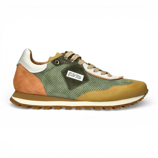 Lorenzo Conti Men's Aglae 02 Green Beige Leather Trainers Sneaker Shoes