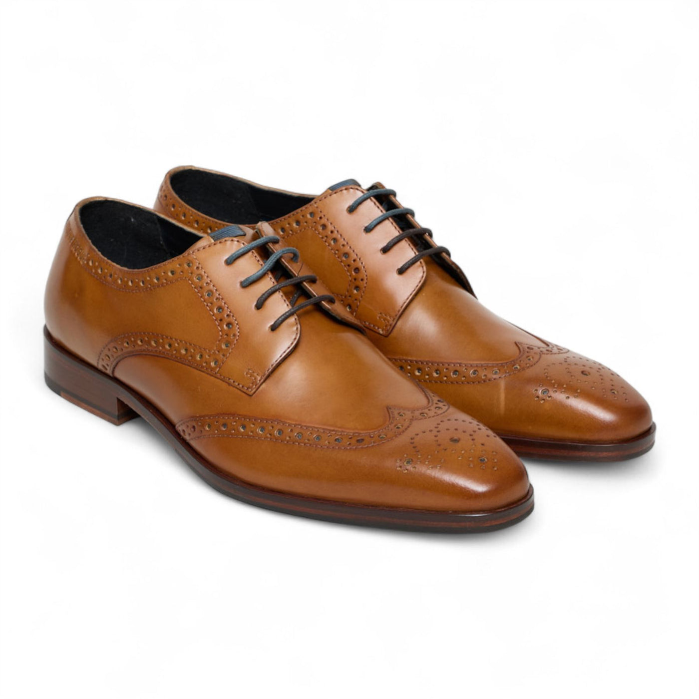 Antique Rogue Men’s Tan Brown Leather Oxford Derby Brogue - Luca