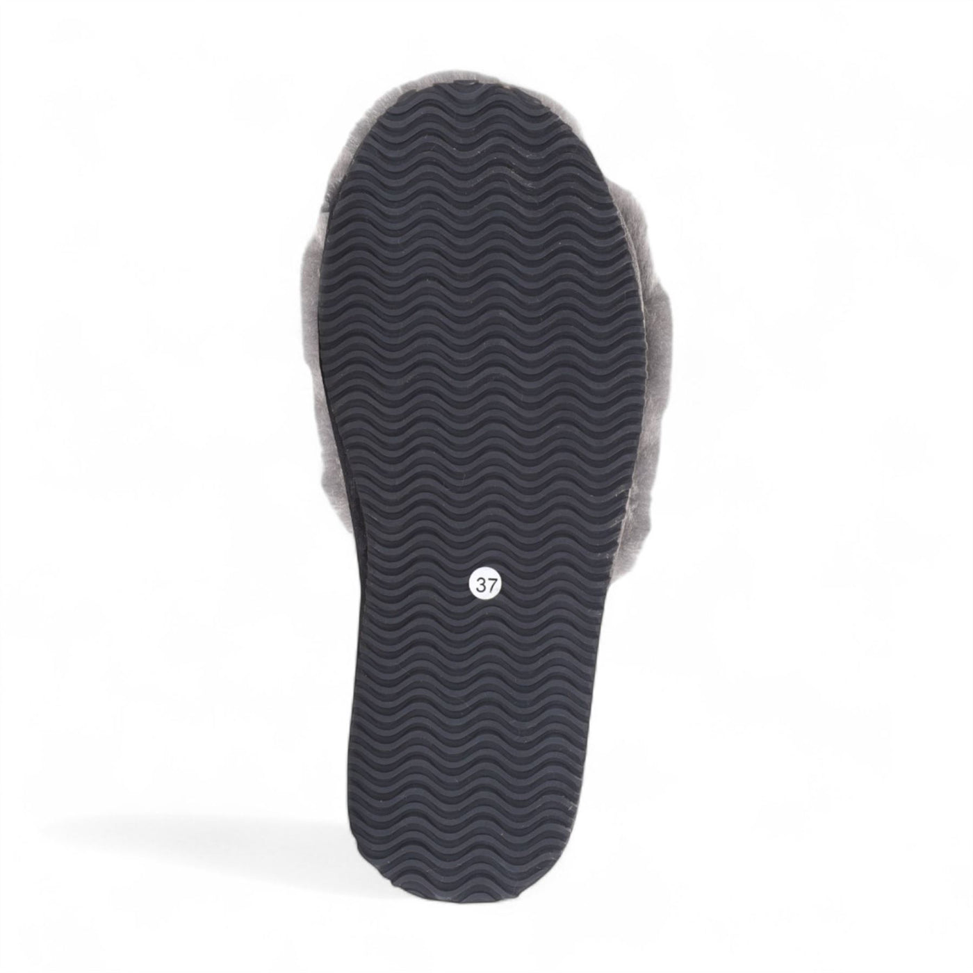 Women's Sheepskin Slippers Grey Warm Winter Fur Sliders - Nordic