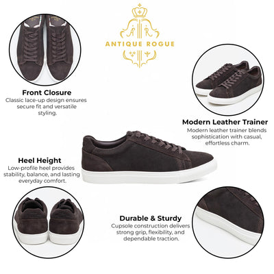 Antique Rogue Men’s Brown Suede Leather Trainer Sneaker Shoes - Gibbs