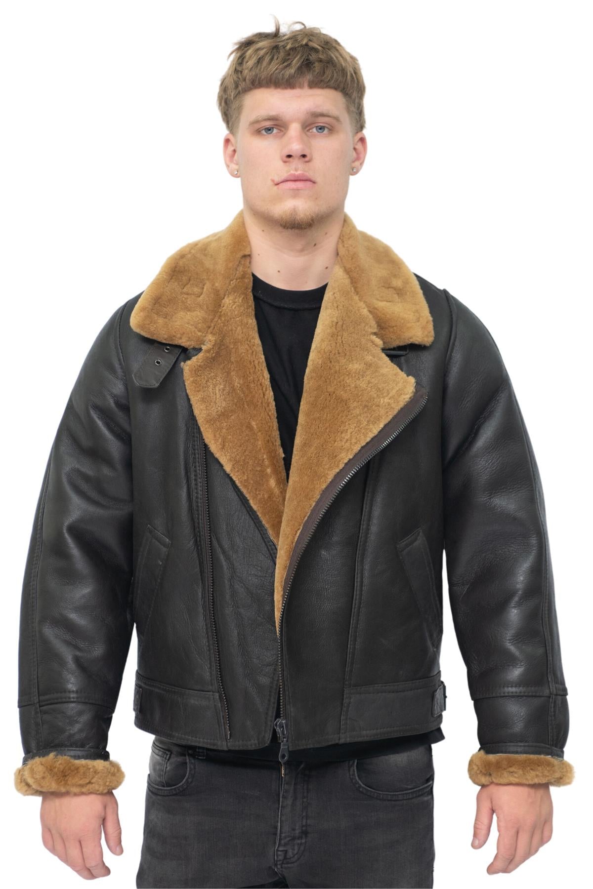 Mens Sheepskin Leather WW2 Bomber Jacket-Haverhill