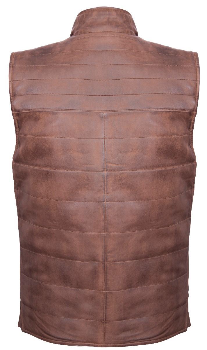Mens Reversible Black and Brown Leather Gilet-Preston