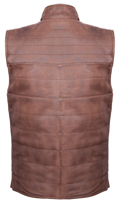 Mens Reversible Black and Brown Leather Gilet-Preston
