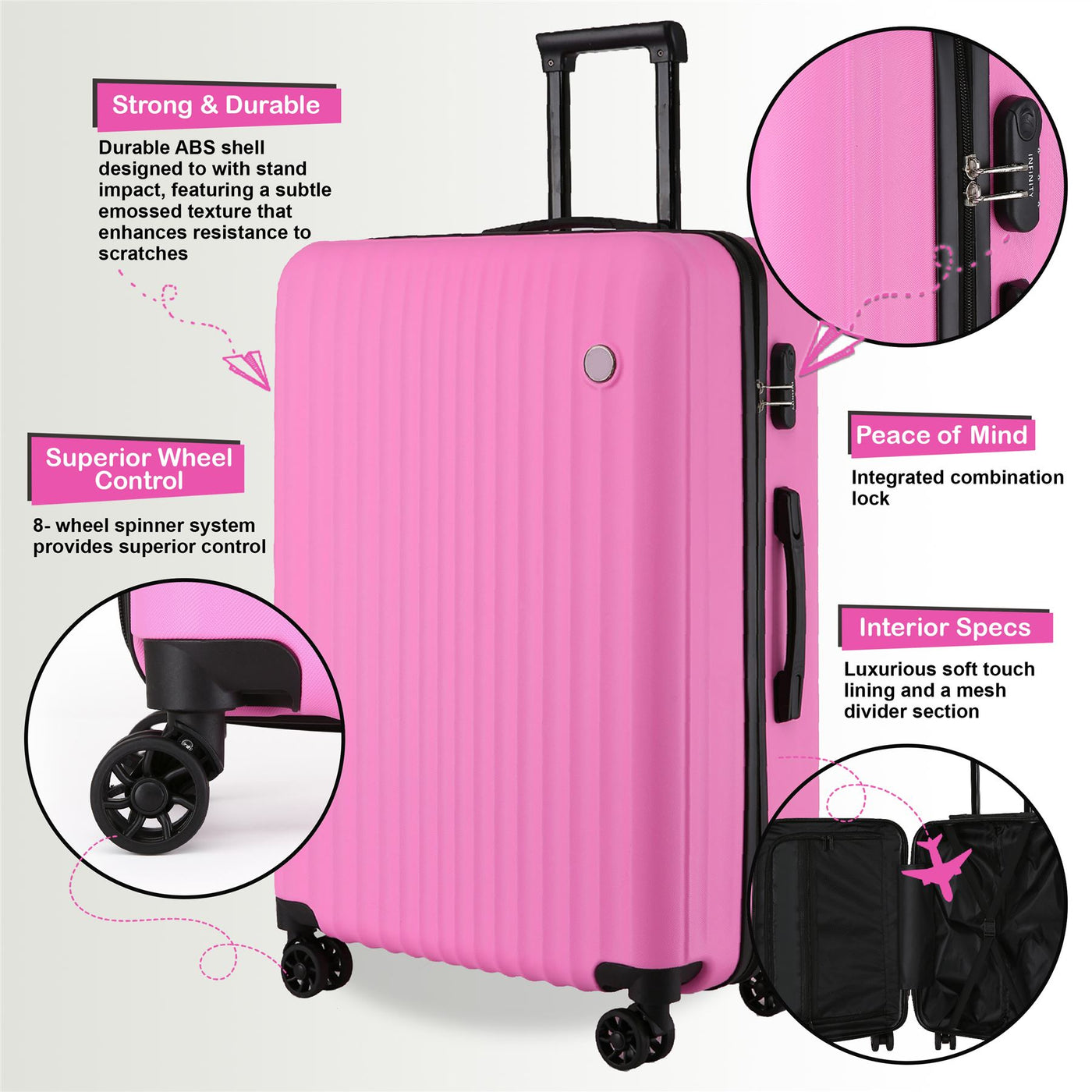 ABS Hard Shell Suitcase Luggage Set Travel Carry on Cabin Bag