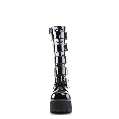 Demonia Trashville 518 Black Patent Leather Mid Calf Boots