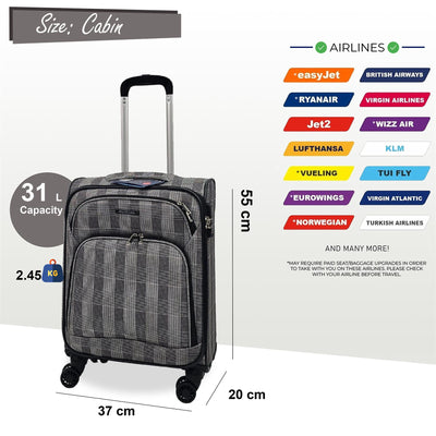 Lightweight Print Suitcases 8 Wheel Luggage Travel Soft Bags Set