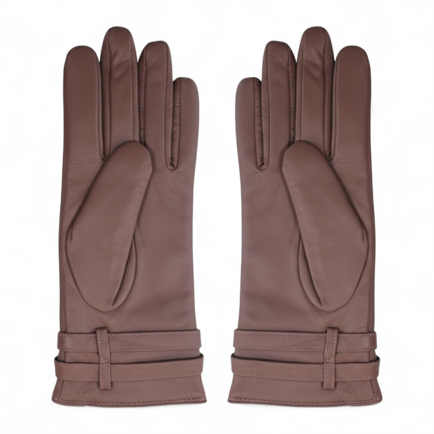 Womens Italian Leather Winter Buckle Soft Wool Lining Gloves - L-GLV-601