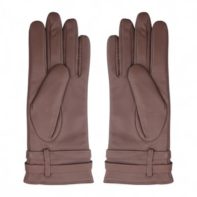 Womens Italian Leather Winter Buckle Soft Wool Lining Gloves - L-GLV-601