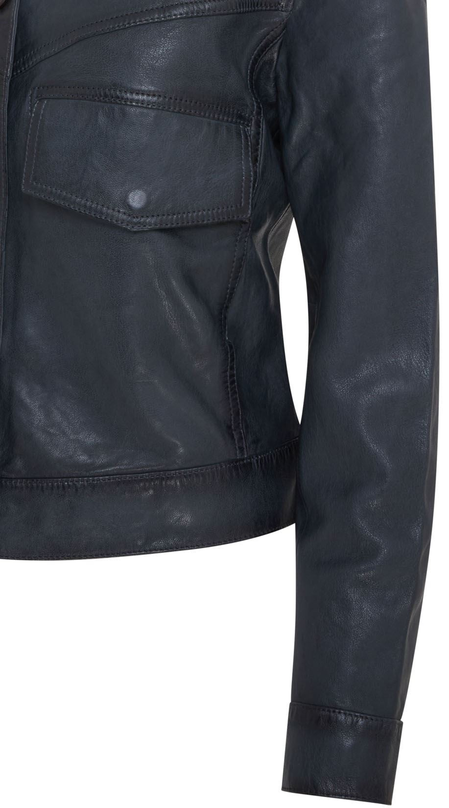 Womens Retro Biker Leather Jacket - Kopervik