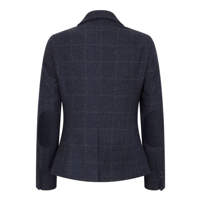 Women's Navy Blue Tailored Fit Tweed Formal Blazer