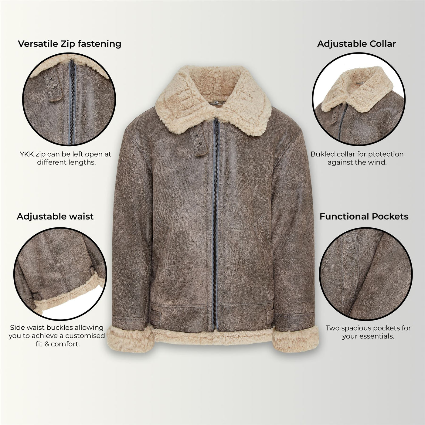 Herren B3 WW2 Fliegerjacke aus Schaffellleder - Houston 