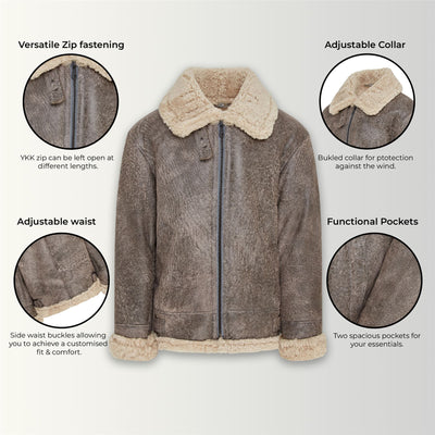 Herren B3 WW2 Fliegerjacke aus Schaffellleder - Houston 