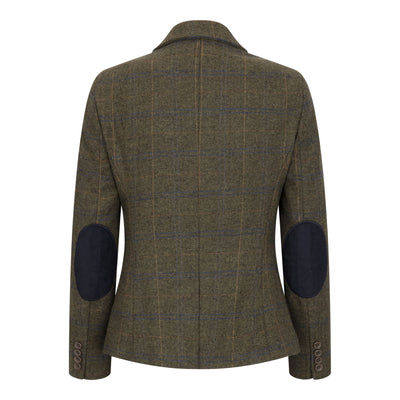 Women's Olive 2 Piece Set Tweed Blazer Waistcoat in Herringbone Check