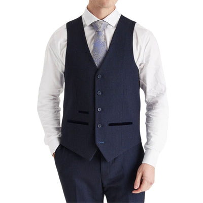 Men's Navy Suit Waistcoat Prince Of Wales Formal Waistcoat