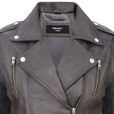Womens Leather Brando Biker Jacket - Orlando