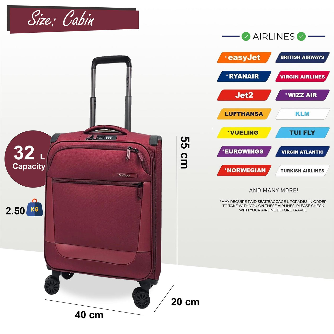 Lightweight  4 Wheel Luggage Travel Soft Cabin Bag