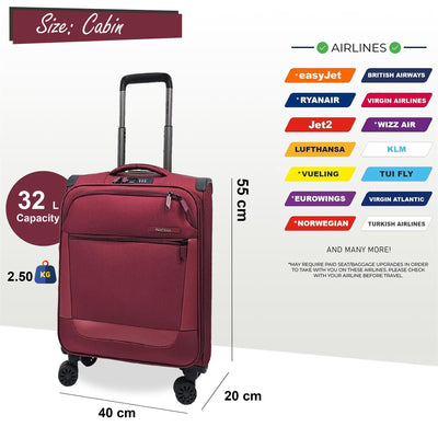Lightweight  4 Wheel Luggage Travel Soft Cabin Bag