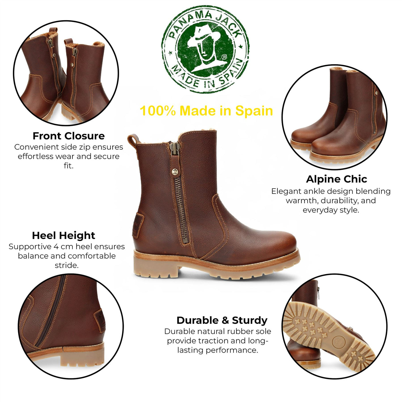 Panama Jack Women's Fabi Igloo B2 Bark Waterproof Leather Ankle Boots