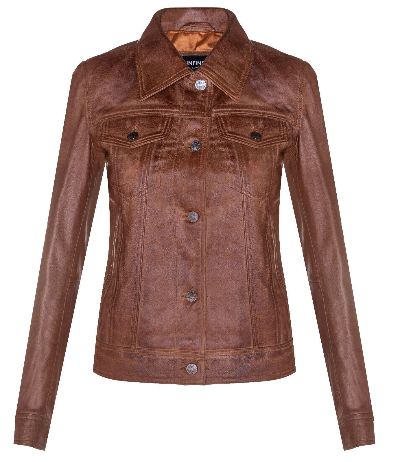 Womens Leather Trucker Jeans Jacket-Anderlecht