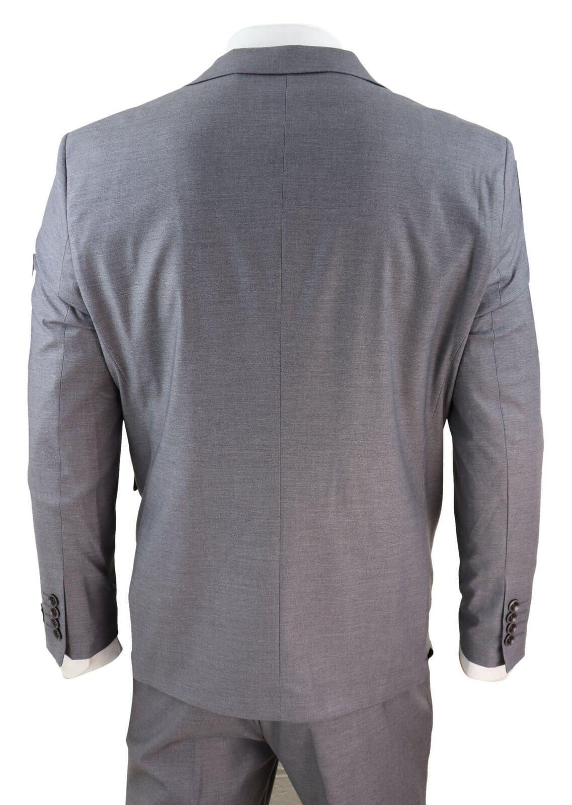 Neu Herren 3 Stück Anzug Plain Grau Klassische Maßgeschneiderte Passform Smart Casual 1920s