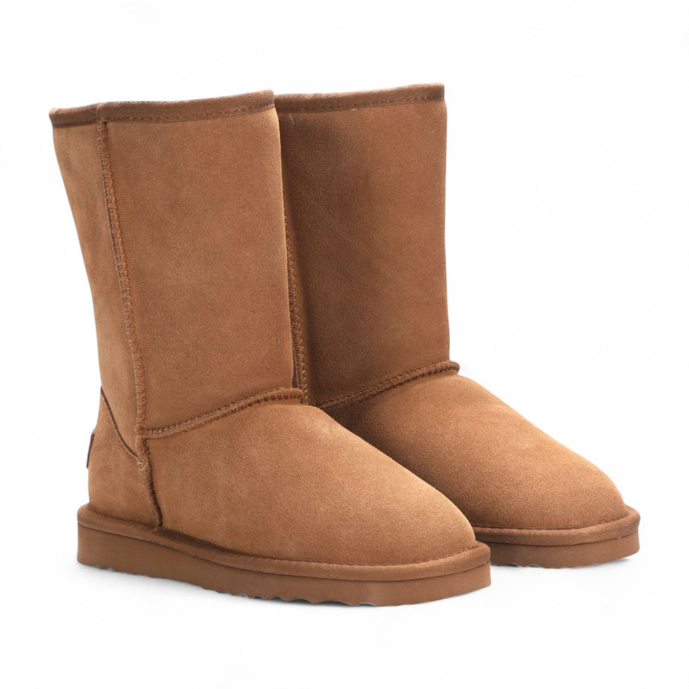 Women's Genuine Sheepskin Chestnut Suede Slip-On Ankle Winter Boots - Dusk