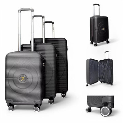 Robust ABS Hard Shell 8 Wheels Luggage Travel Holiday Cabin Suitcase Set