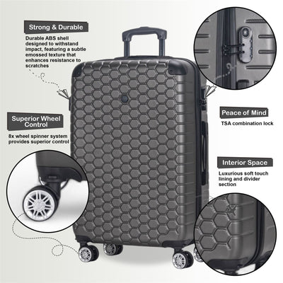 Strong ABS Hardshell Cabin Suitcase 55 x 40 x 20 cm Luggage Suitable for Easyjet, Ryanair