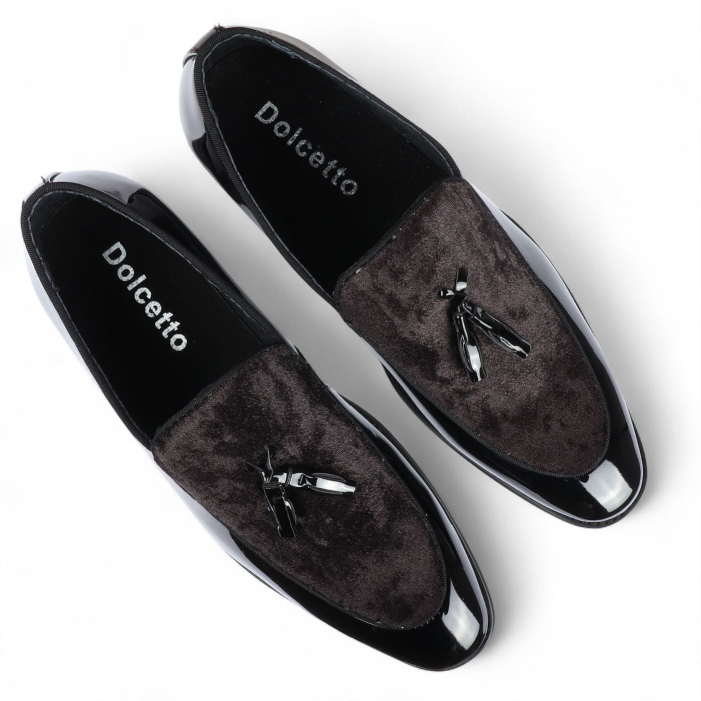 Men's Velvet Tassel Loafers Formal Patent Dress Shoes