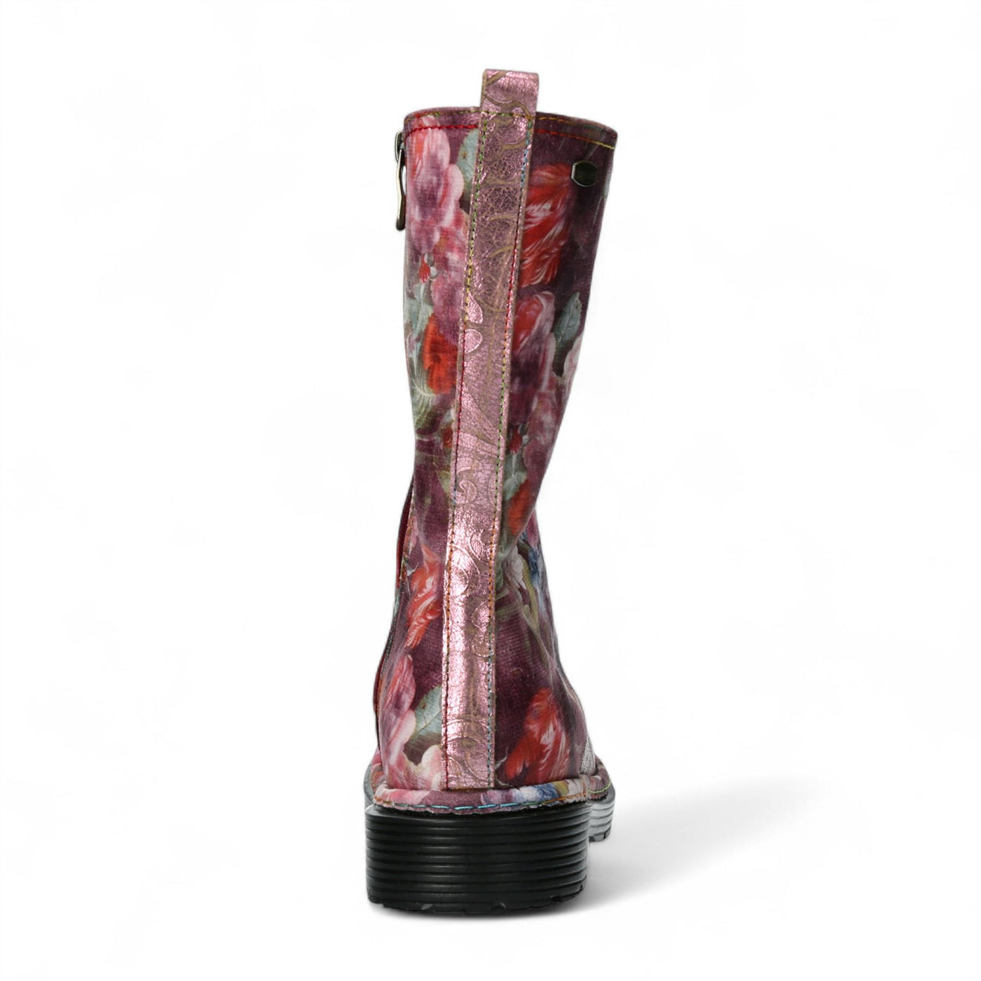 Laura Vita Incaso-18 Burgundy Floral Womens Gothic Victorian Leather High Boots